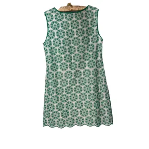 Max Studio Green & White Embroidered Mini Dress Lined Cotton Women's Size L NWT thumbnail 7