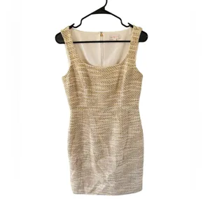 Tory Burch Emma Golden Yellow Tweed Sheath Dress thumbnail 8