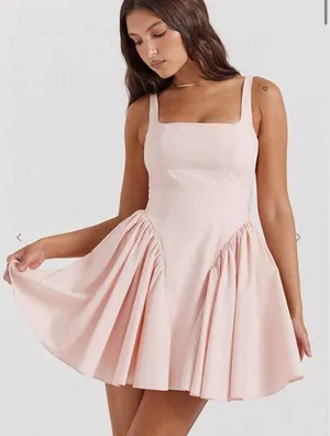 House of CB Peach Florianne Soft Bow Mini Dress thumbnail 1
