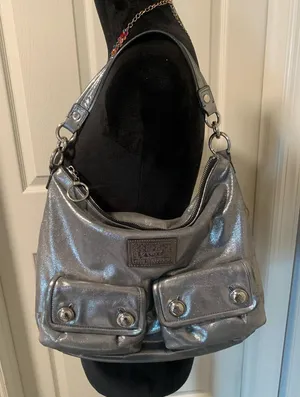 Coach Metallic Silver Poppy Hobo Bag thumbnail 1