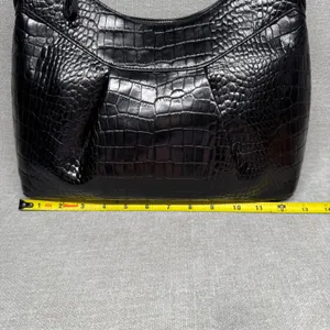 Alfani Black Croc Embossed Leather Shoulder Bag Greenwich Hobo‎ Purse thumbnail 6