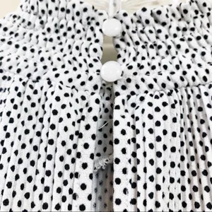 Adrianna Papell Accordion Pleats Sleeveless Smock Neck White/Black Polka Dot Top thumbnail 7