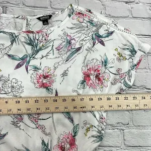 Buffalo David Bitton Top Womens White Floral Print Front Tie Blouse Small thumbnail 12