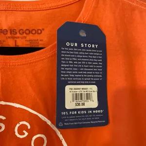 NWT Life Is Good Crusher-Lite Orange Fall Creek Falls Tennessee T-Shirt Large thumbnail 3