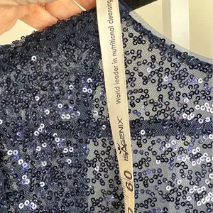 La Femme Navy Sequin Ruched V-Neck Evening Gown Dress Size 14 thumbnail 7