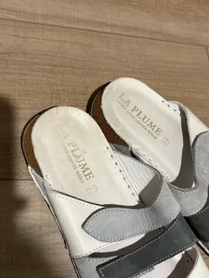 La plume leather slip on sandals white grey‎ size 39 thumbnail 5