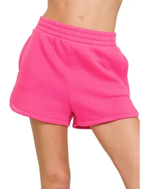 SKIMS Hot Pink Drapey French Terry Ultra High Waist Drawstring Lounge Shorts XS thumbnail 1