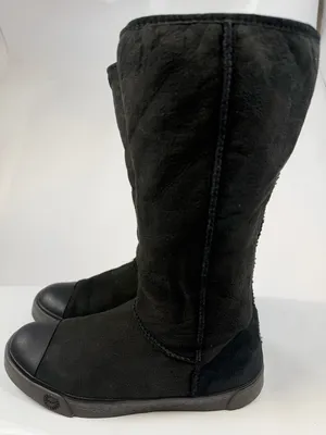 UGG Black Tall Cap Toe‎ Boots Women's 9.5 Shearling Winter thumbnail 4
