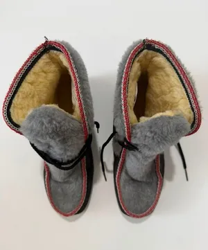 Vintage Snowland Women's Faux Fur-Lined Ankle Après Ski Boots in Black and Gray thumbnail 5