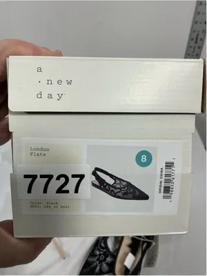 Womans New A New Day London SlingBack Flats Size 8 Black Pointed Toe Lace Fabric thumbnail 5