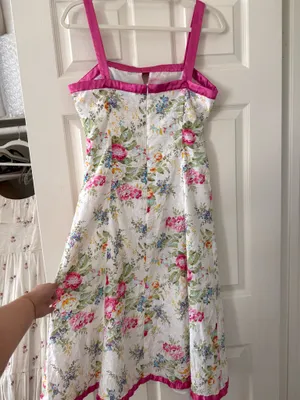 Dressbarn Floral Pink Trim Midi Sundress with Bow thumbnail 6