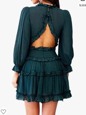 Ruffle Layer Green Dress thumbnail 2