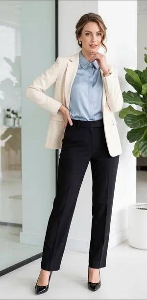 H&M Women's Tailored Straight-Leg Dress Pants / Career Trousers size 8 thumbnail 1