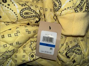NWT $100 Levi's Yellow Bandana Paisley Diamond Quilted Bomber Jacket XL thumbnail 7