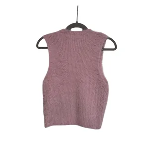 Zara Womens Pink Fuzzy Sleeveless Sweater Vest Size L Soft Knit Y2K Layering Top thumbnail 3