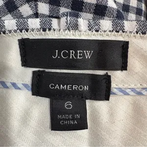 J. Crew Women’s Cameron Crop Pants Sz 6 Navy White Gingham Plaid Stretch‎ Preppy thumbnail 5