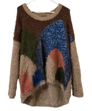 Dex‎ Women Size Medium Shaggy Knit Sweater Peppy Bohemian Boho Cottagecore READ thumbnail 1