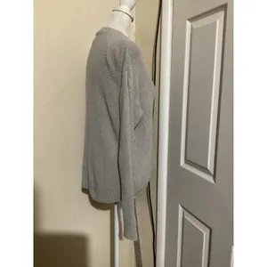 American Eagle Outfitters Women Light Gray Knit Henley Sweater Size S thumbnail 2
