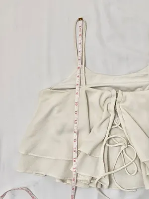 Free People Tropical Wave Cream Lace Back Crop Tank Top - M thumbnail 9