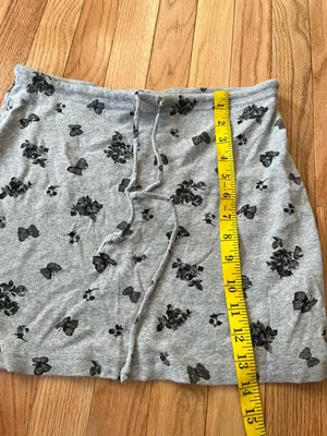 Y2K Gray Black Floral Mini Skirt Medium Loungewear Swim Cover Up Beach Summer thumbnail 4