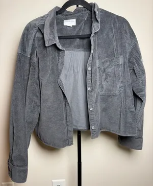 Aerie Lumberjack Gray Corduroy Shacket Style Shirt Size Large thumbnail 1