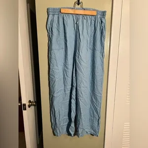 Club Z Collection Women's Wide Leg Pant Chambray Blue Pull On 100% Tencel thumbnail 2