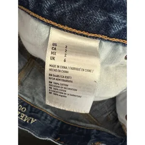 American Eagle Vintage Hi-Rise Festival Blue Distressed Denim Shorts‎ Size 2 thumbnail 8