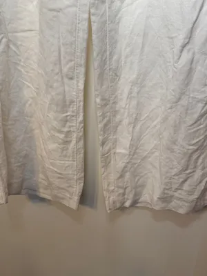 H&M Womens Sz 8 White Wide-Leg Linen Blend Pants Summer Classic thumbnail 4