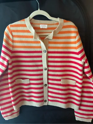 FATE Oversized Stripe Button Cardigan, NWOT Orange thumbnail 2