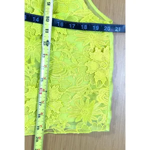 Marc New York Chartreuse 3D Floral Lace Crop Top M Tie Back Party Statement NWT thumbnail 5