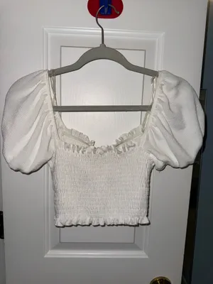 Altar'd State White Puff Sleeve Top thumbnail 2