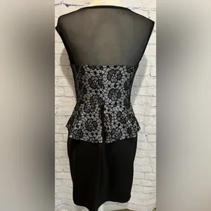 Enfocus Studio Womens Peplum Dress Size 8 Black Lace Sleeveless thumbnail 4