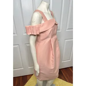 Maternity Blush Pink Off Shoulder Bardot Dress w/ Bow Detail on the Sleeve thumbnail 7