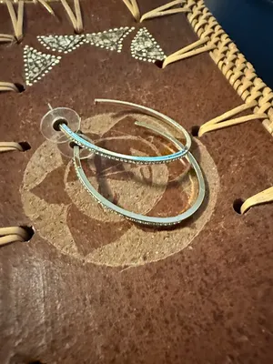 Gold Tone Hoop Earrings with Crystal Accent thumbnail 4