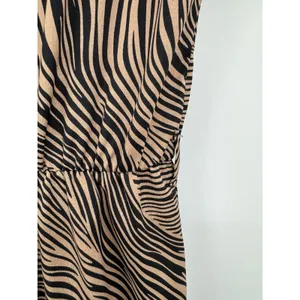 Vintage Toska Hi-Lo Dress Brown Black Leaf Print Summer Short Sleeve Casual Sz L thumbnail 7
