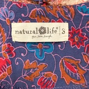 Natural Life Womens S Purple Floral Rayon Boho Tie Neck Balloon Sleeve Blouse thumbnail 7