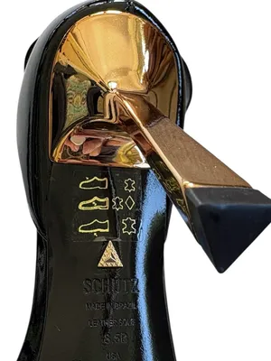 NWOT SCHUTZ Leather Ciara Gold Heel Stiletto Sandals Black Size 8.5 thumbnail 9