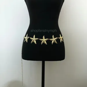 Vintage Y2K Mermaidcore Gold Starfish Chain Belt, Fits 13–44 Inches, X7GA1161 thumbnail 5