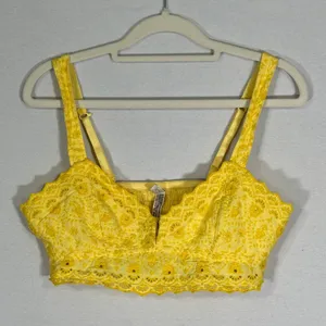 FREE PEOPLE Ezra Embroidered Eyelet Bralette Yellow Women's Size Medium thumbnail 3