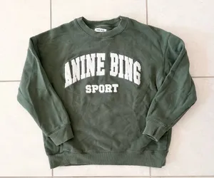 Anine Bing Sport Tyler Sweatshirt Artichoke Green Collegiate Lettering Large thumbnail 1