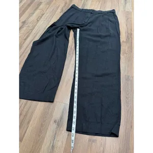 Old Navy Taylor Wide‎ Leg Linen Pants Women L Black High Rise Elastic Waist thumbnail 6