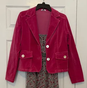 Allen Allen Fuschia Pink Velvet Blazer thumbnail 1