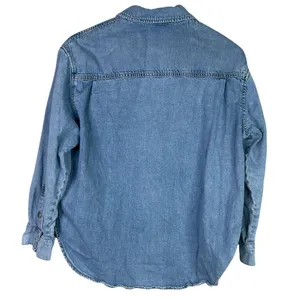 Zara Denim Snap Button Down Collard Western Style Long Sleeve Denim Shirt S Blue thumbnail 4