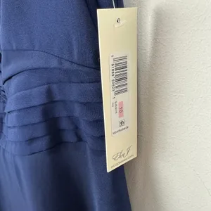 Eliza J Maxi Dress Navy Halter Pleated Embellished Formal Cocktail US 10 NWT thumbnail 9