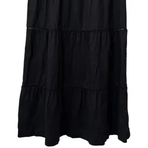 Saks Fifth Avenue 100% Linen Black Tiered Pull On Skirt Coastal Resort Travel XS thumbnail 7