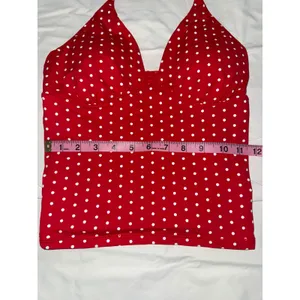 Red White‎ Polka Dot Halter top with removable pads Size XS thumbnail 4