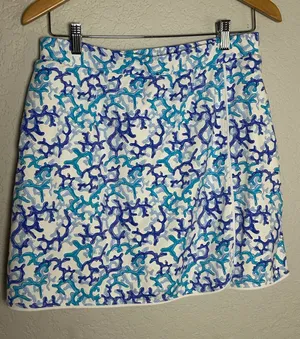 Lulu-B Blue Coral Skort Skirt Golf Tennis Vacation Cruise Coastal Nautical thumbnail 1