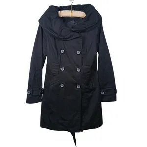 Louie Louie Double Breasted Belted Trench Coat Womens M Black Utility Scandi thumbnail 2