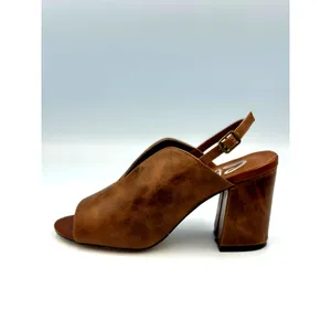Real Leather Sling Back Chunky Heel Peep Toe Sbicca Windor Brown size 7 thumbnail 10
