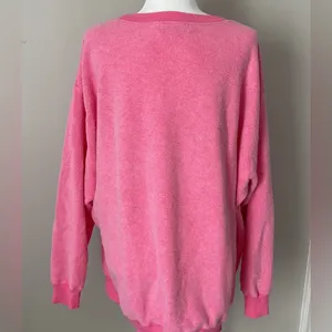 Wildfox Oversized Heathered Hot Pink Fleece SweatshirtCrewneck Ribbed Hem/ Cuffs thumbnail 5
